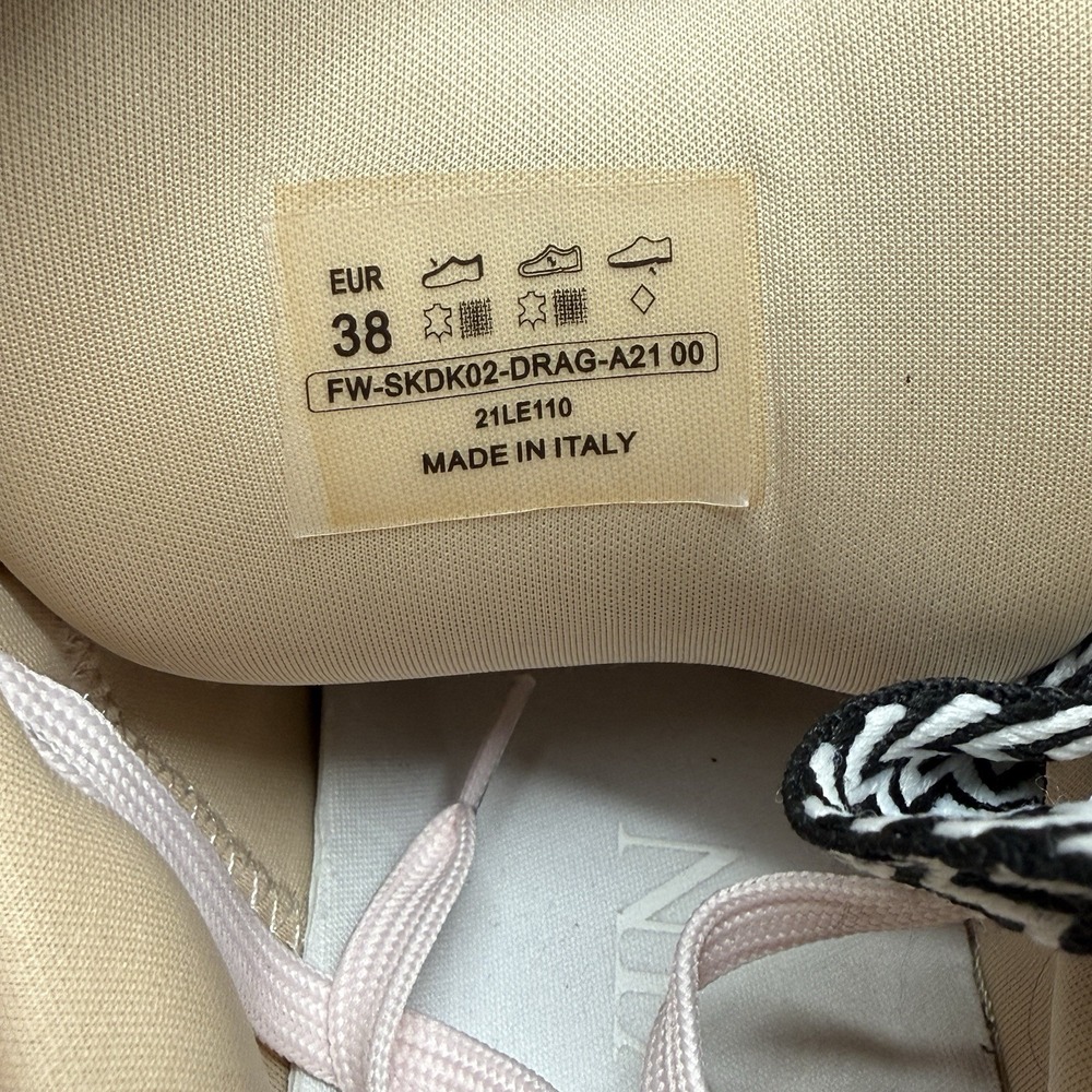 Lanvin Curb Sneakers Womens Sz 8 EU 38 Pink Cream Made In Italy Leather - Picture 8 of 12